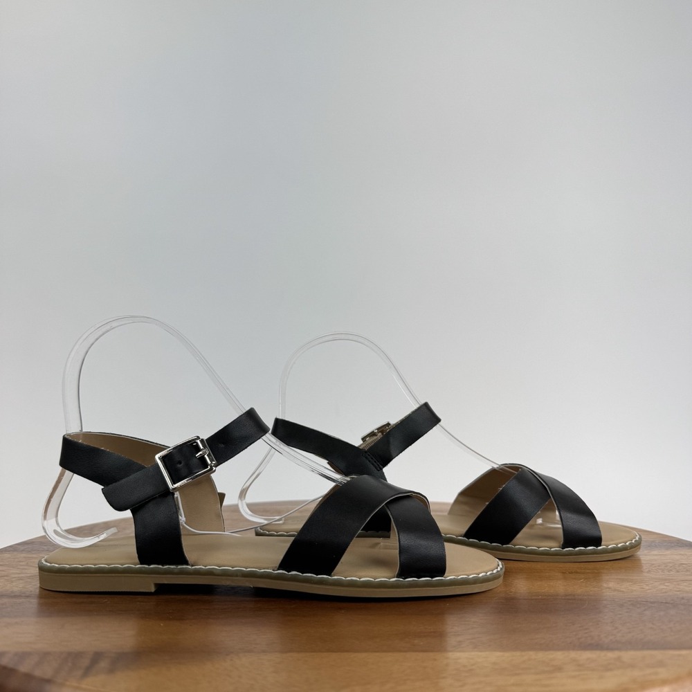 New Girls Big Kids Tucker + Tate Tarya Black Strappy Adjustable Sandals Size 3 Y